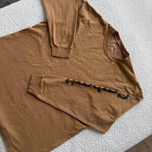 Carhartt Men's Orange Loose Fit Longsleeve T shirt Size L Large Carhart On Sleev